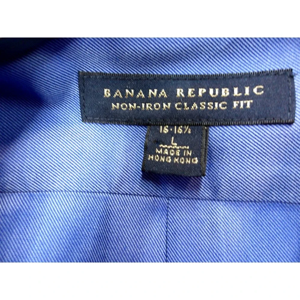 Banana Republic Non-Iron Classic Fit Dress Shirt Mens Large 16-16.5 Blue /#26354